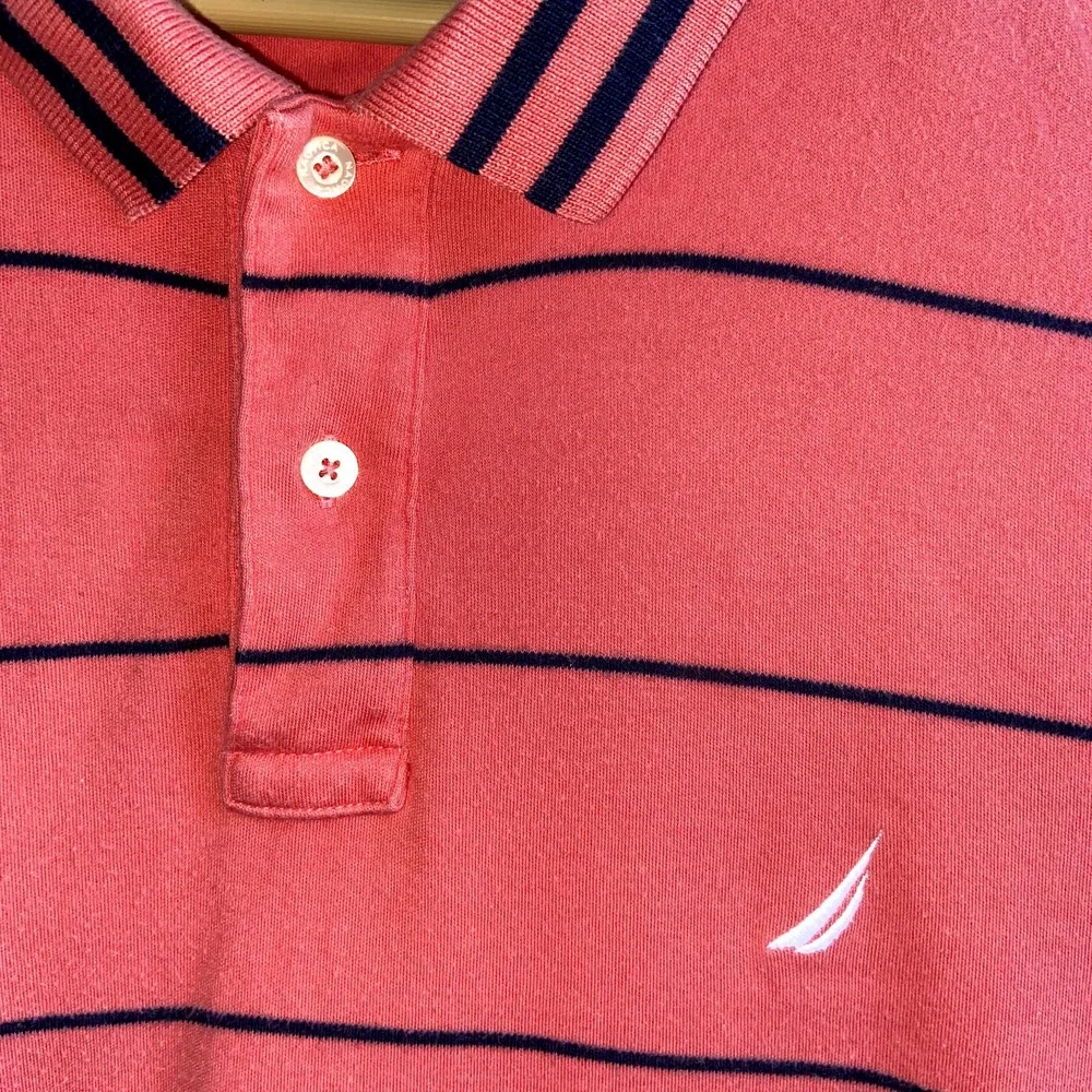 Nautica Polo Shirt Mens Size XXL Striped Coral Color *